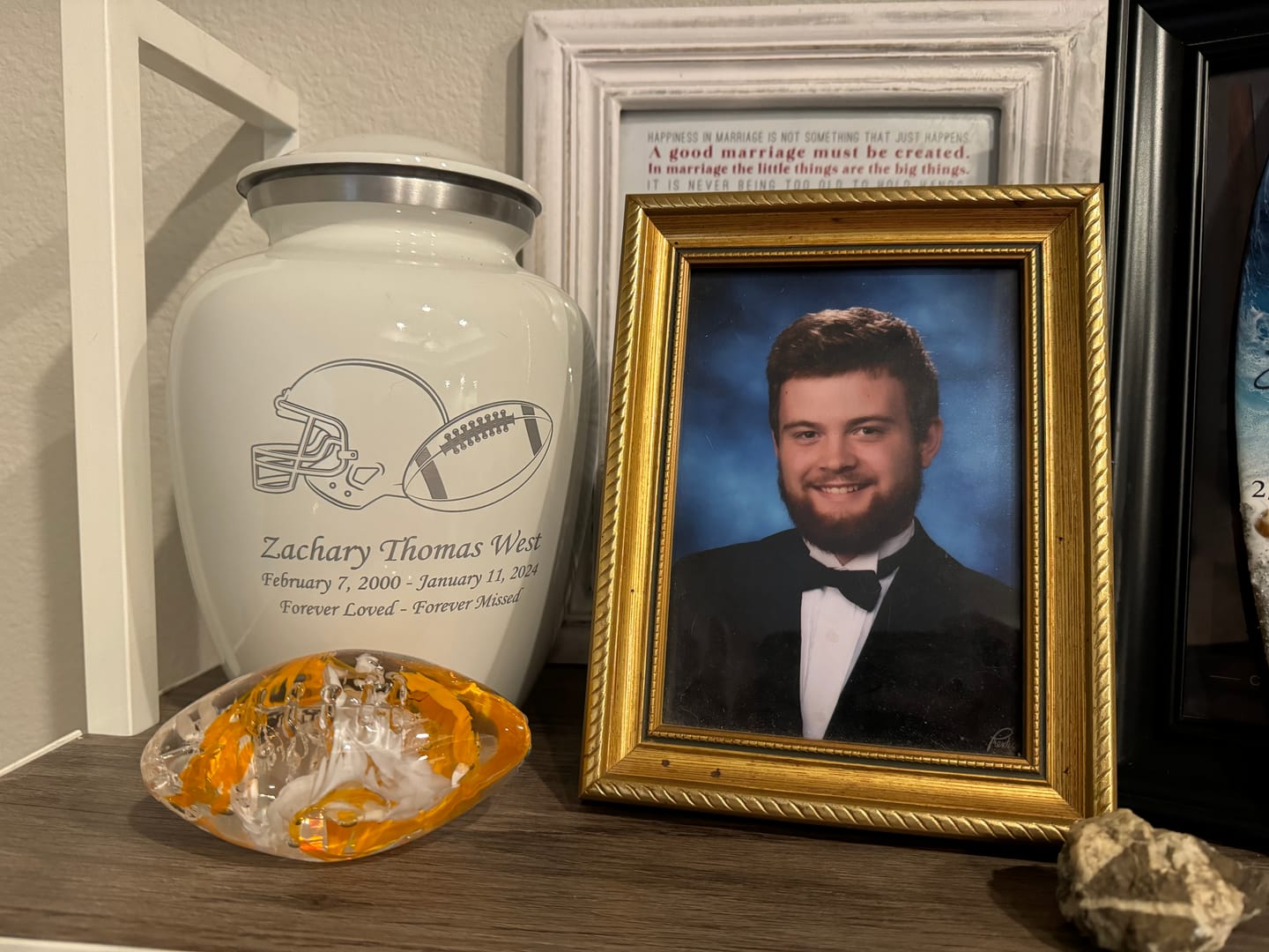 Customer photo review of Glass Football with Cremation Ash