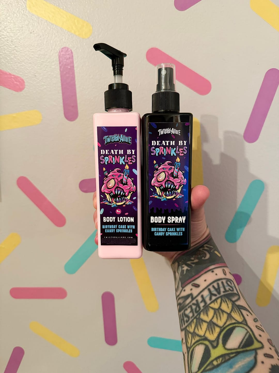 Customer photo review of Death by Sprinkles Body Lotion (Birthday Cake)