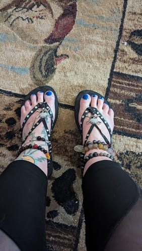 Customer photo review of Just Love Skulls Flip Flops
