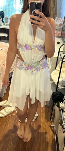 Customer photo review of Uneven Length Halter Open Back Side Cut Out Dress