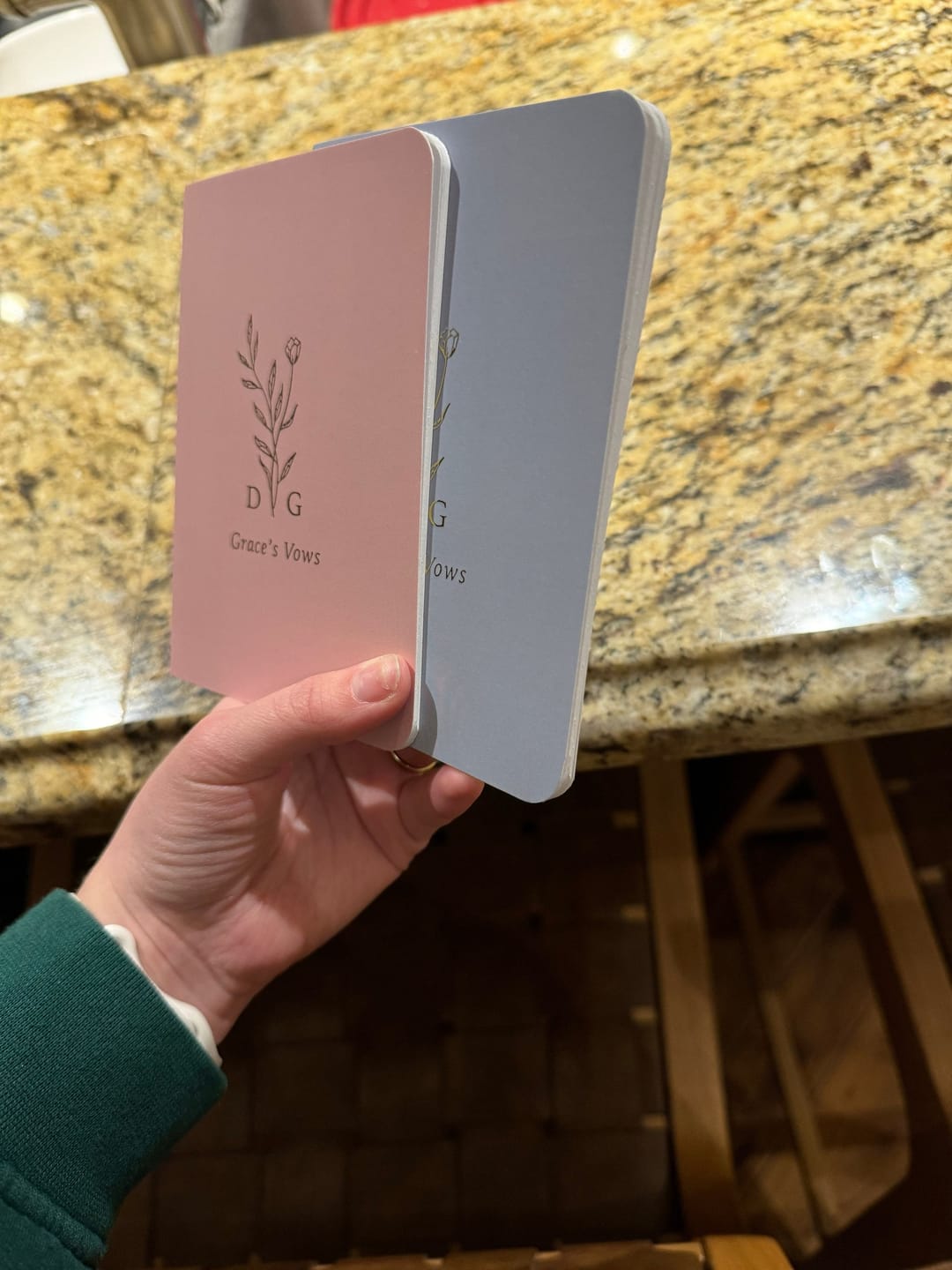 Customer photo review of Monogram Bouquet Wedding Vow Books