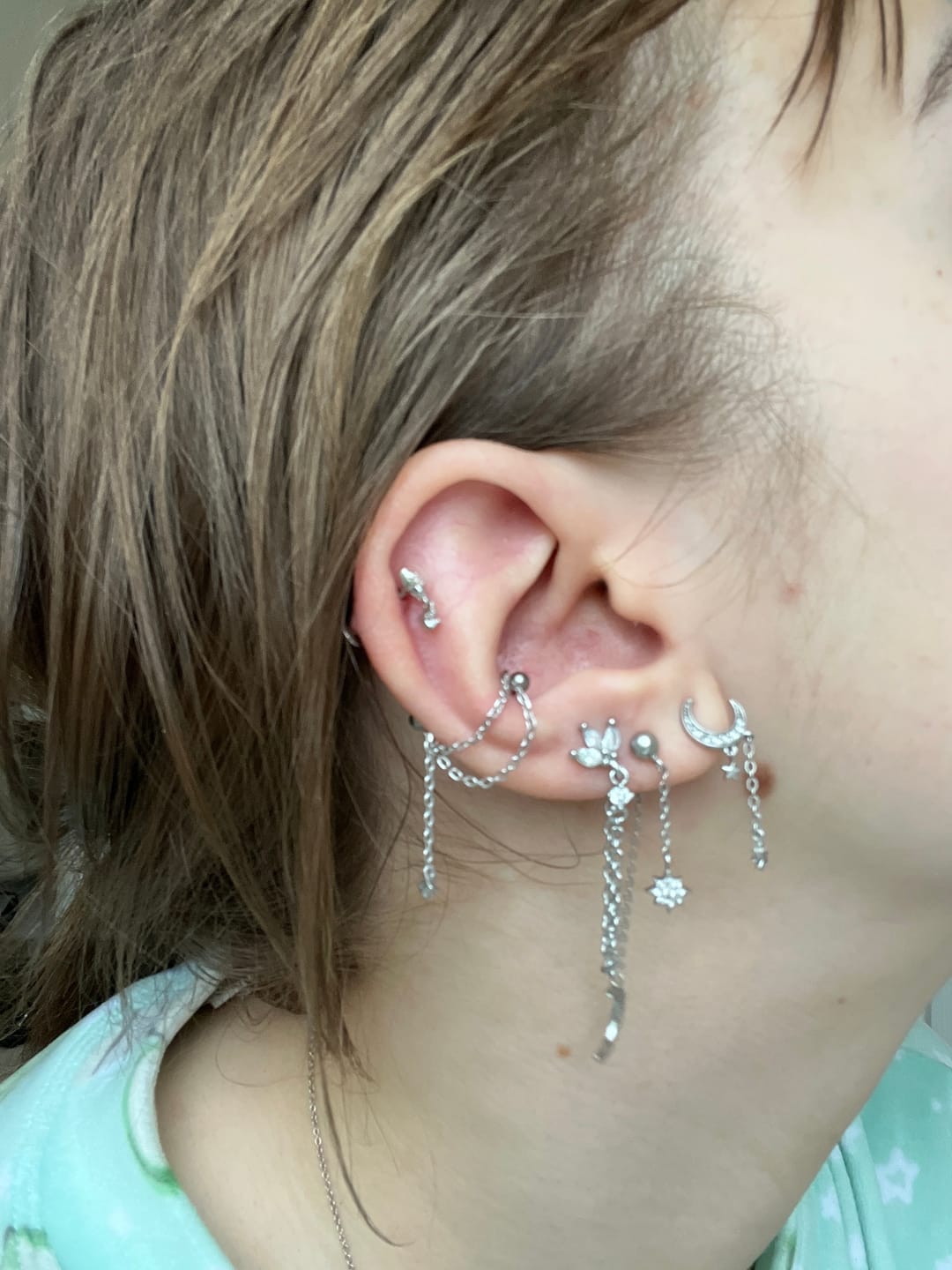 Customer photo review of Layered Drop Chain Charm