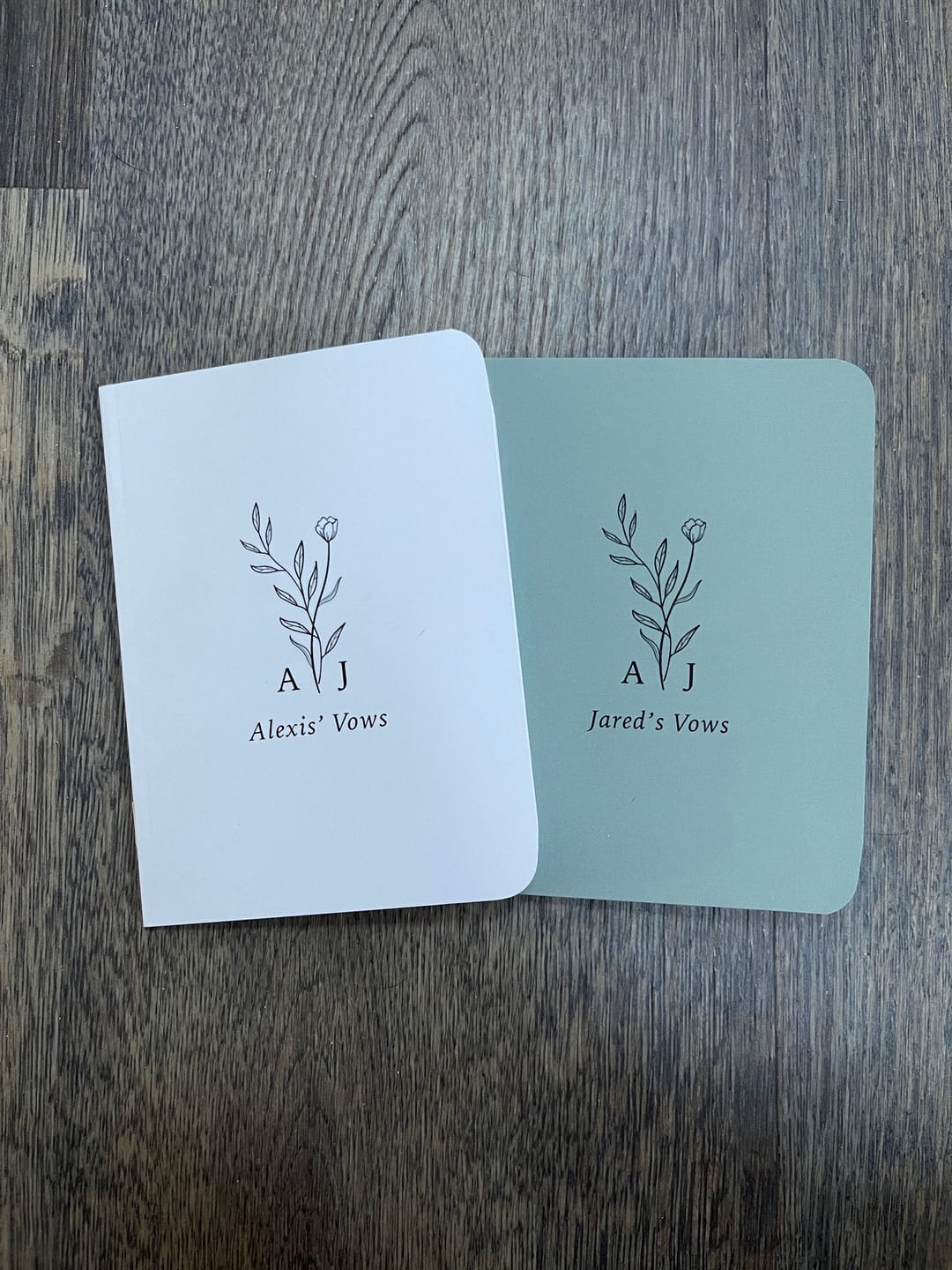 Customer photo review of Monogram Bouquet Wedding Vow Books