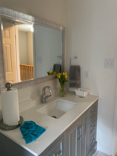 Customer photo review of CCS701 - 48" Grey, Floor Standing Modern Bathroom Vanity, White Quartz Countertop, Chrome Hardware** FLOOR MODEL **