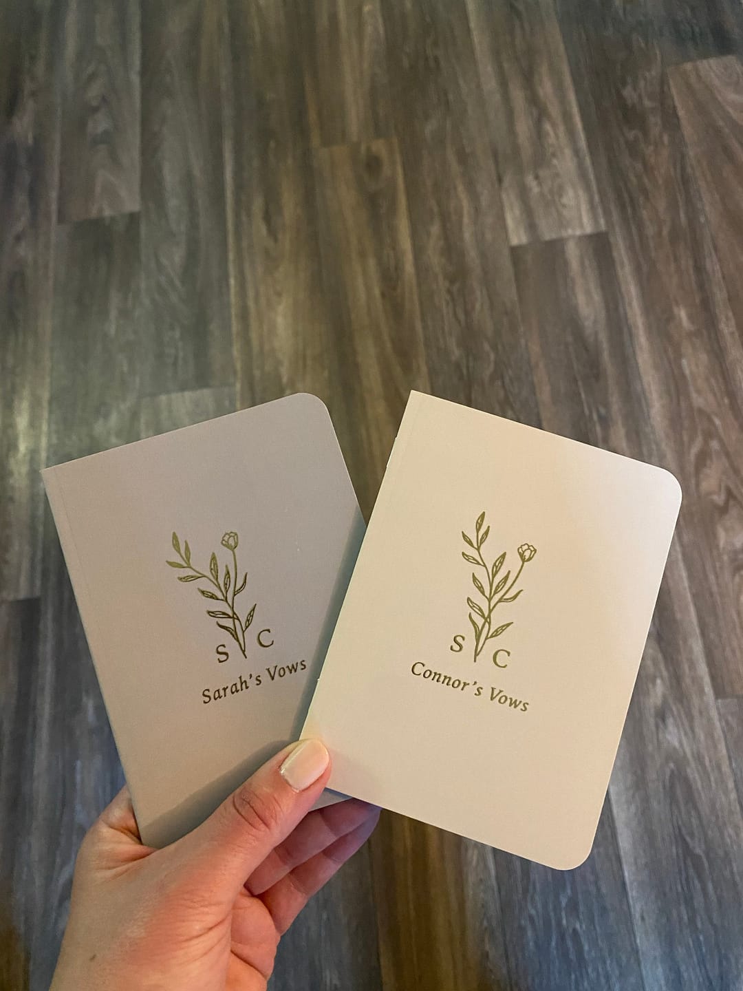 Customer photo review of Monogram Bouquet Wedding Vow Books