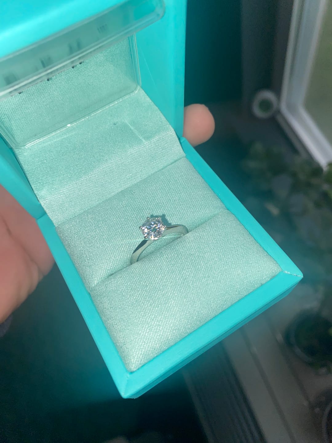 Customer photo review of Classic Solitaire Moissanite Six-Prong Sterling Silver Engagement Ring