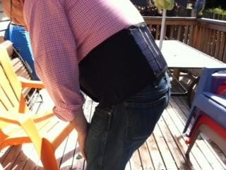 Customer photo review of AVESTON® Back Support Lower Back Brace for Back Pain Relief | Lumbar Support Belt