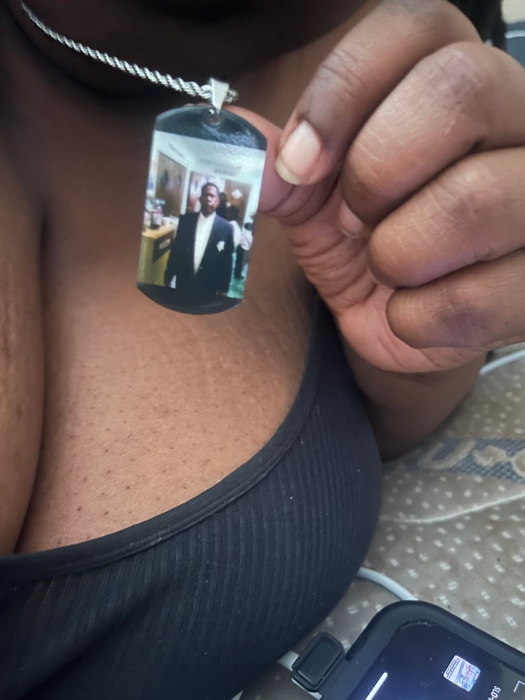 Customer photo review of Custom Military Style Colorful Photo Necklace