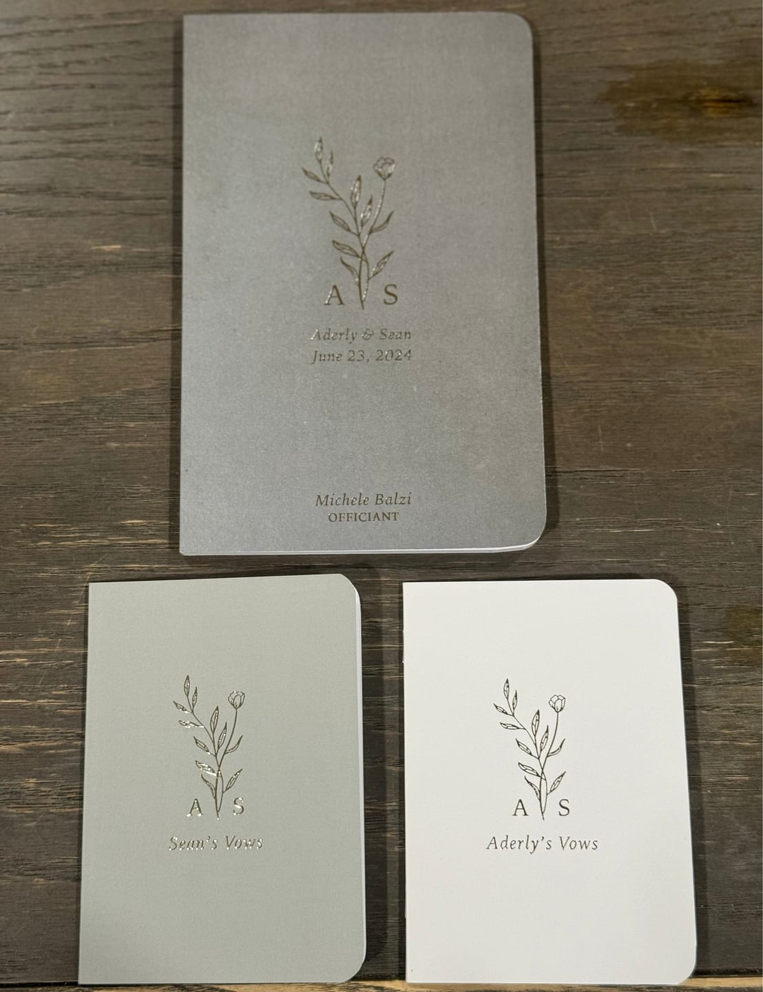 Customer photo review of Monogram Bouquet Wedding Vow Books