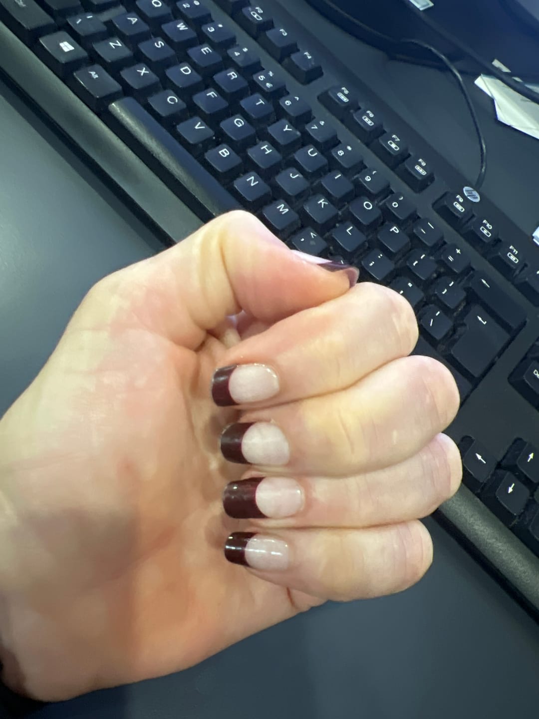 Customer photo review of White French Tip Glitter DIY Semicured Gel Nail Sticker Kit