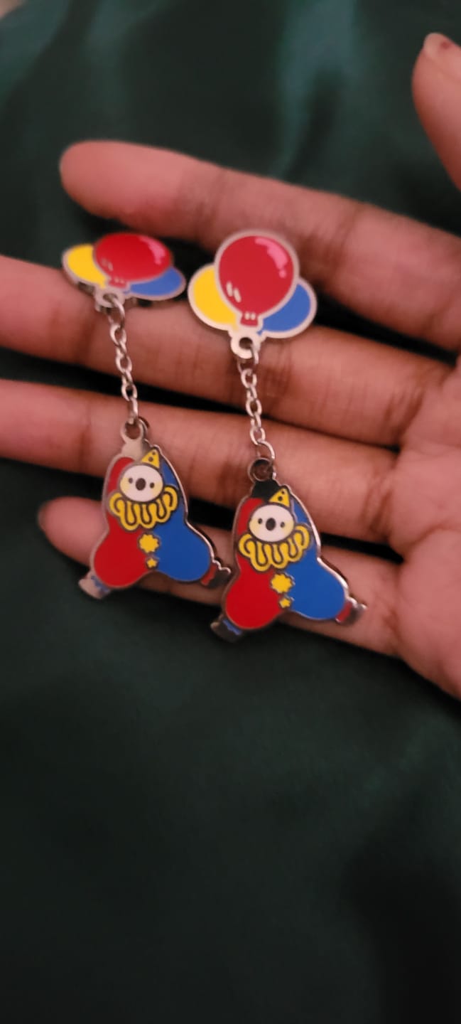 Customer photo review of Dangling Clown Earrings
