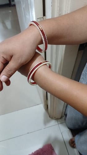 Customer photo review of Red – “Crimson Charm Women’s Bangle” (Pack of 1 Pair) (2 pis)