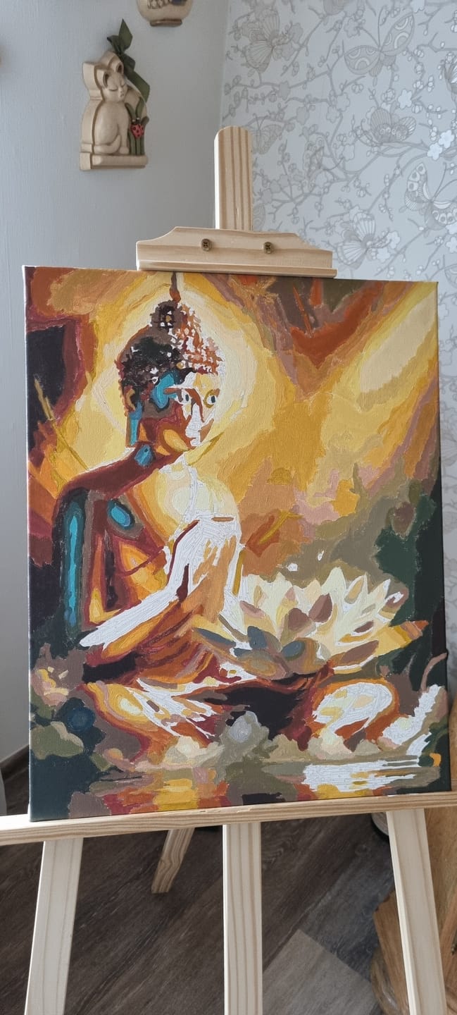 Customer photo review of Malen nach Zahlen - Buddha mit weißer Lotusblume