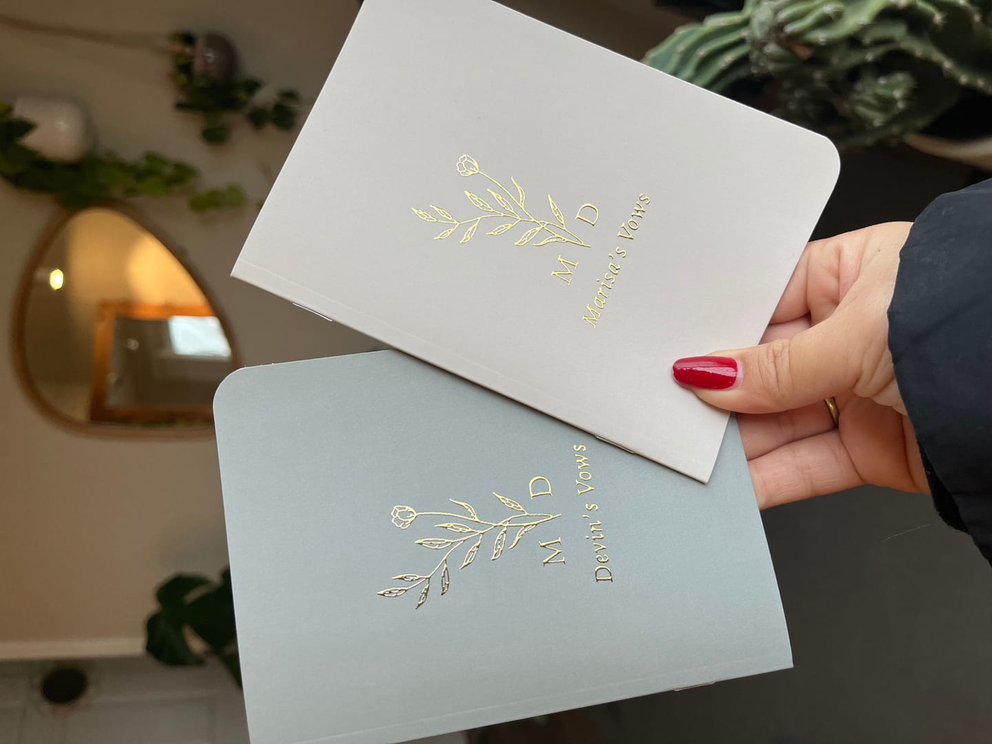 Customer photo review of Monogram Bouquet Wedding Vow Books
