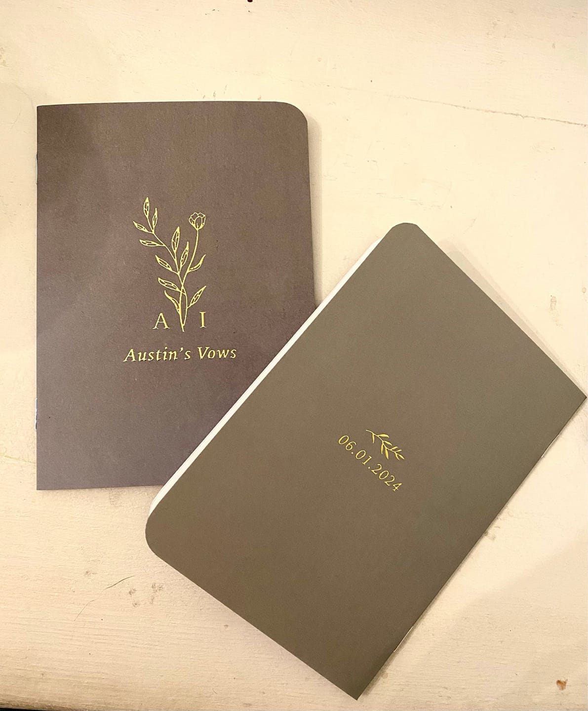 Customer photo review of Monogram Bouquet Wedding Vow Books