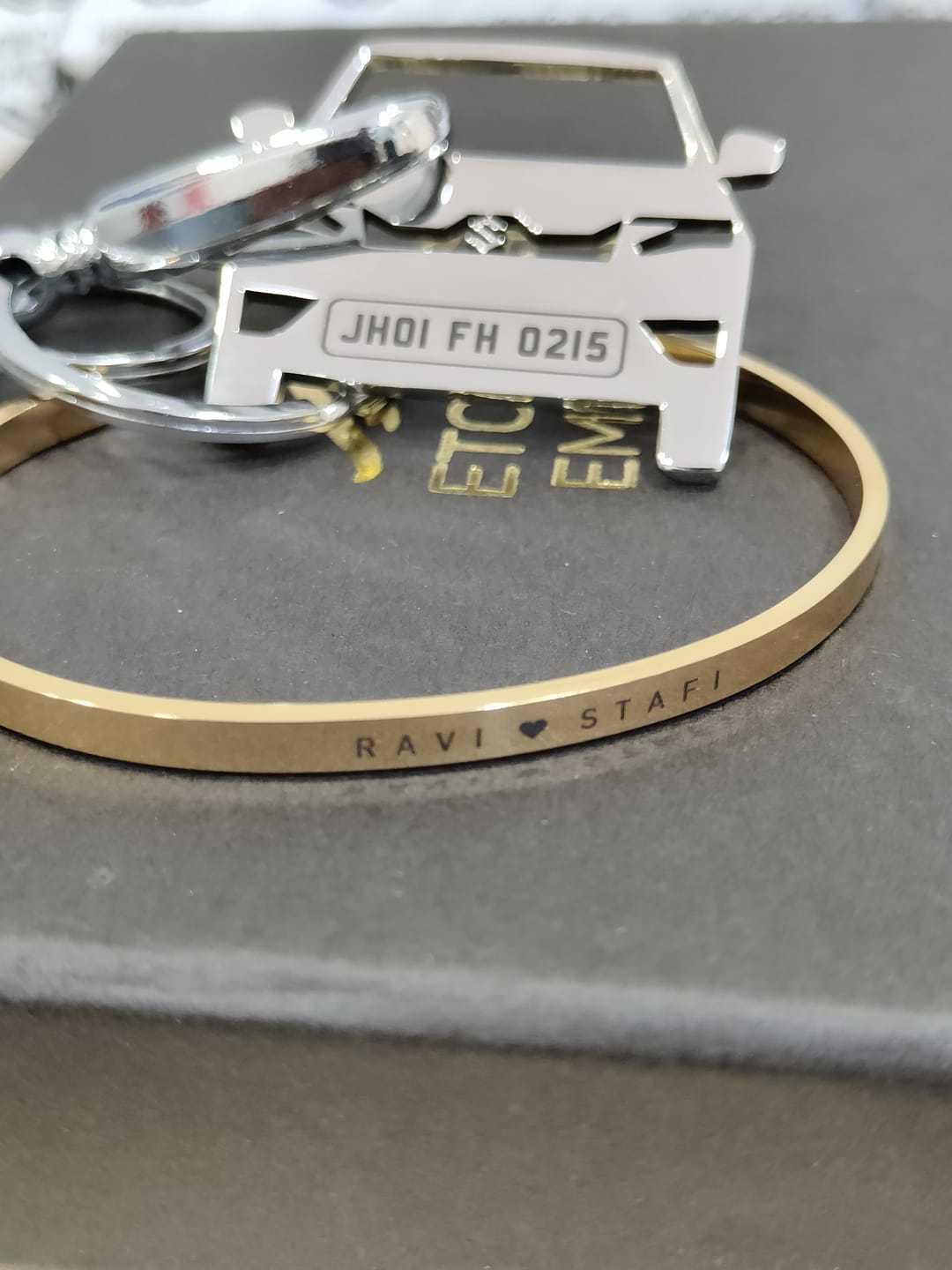 Customer photo review of Personalised Number Plate Car Keychain