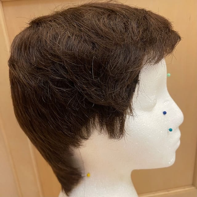 Customer photo review of Men Black Real Human Hair Very Short Straight Fringe Bangs Wig