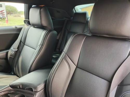 Customer photo review of 2015+ Dodge Challenger Custom Leather Seat Covers (Sport Seats)