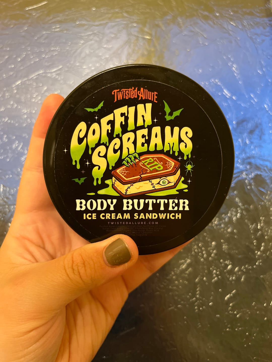 Customer photo review of Coffin Scream Body Butter (ice cream sandwich)