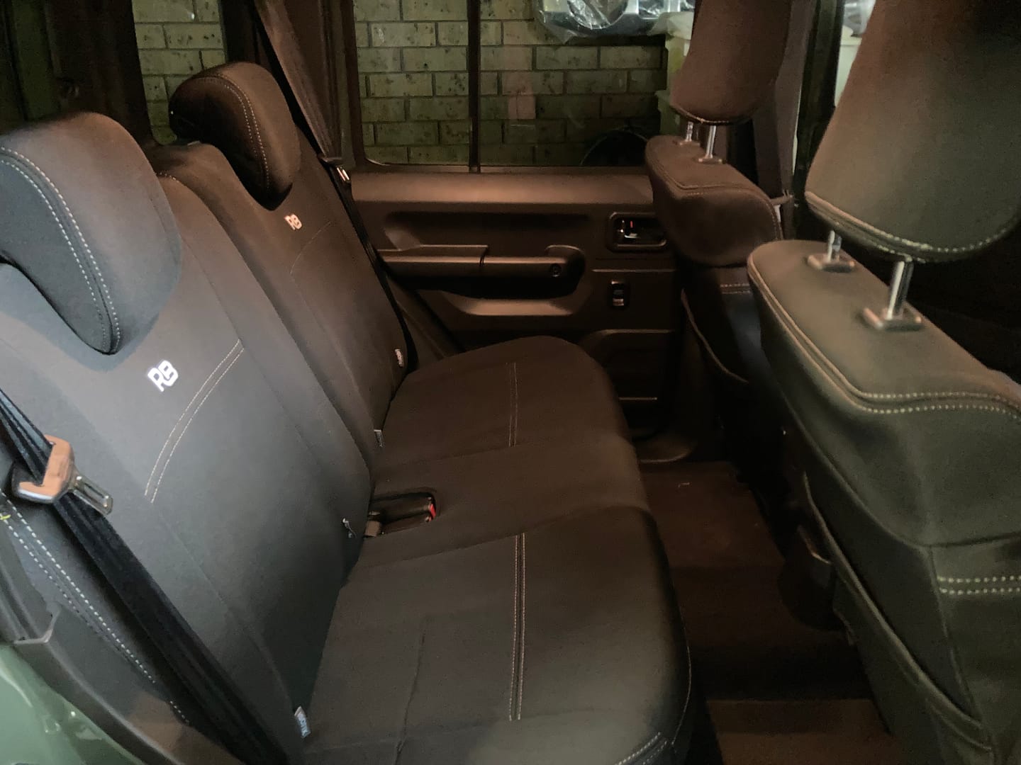 Customer photo review of Suzuki Jimny 4th Gen GJ 5-Door XL GP4 Neoprene Rear Row Seat Covers (Made to Order)