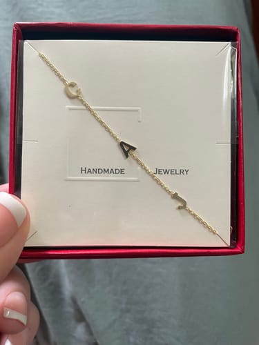 Customer photo review of Sideways Letter Necklace