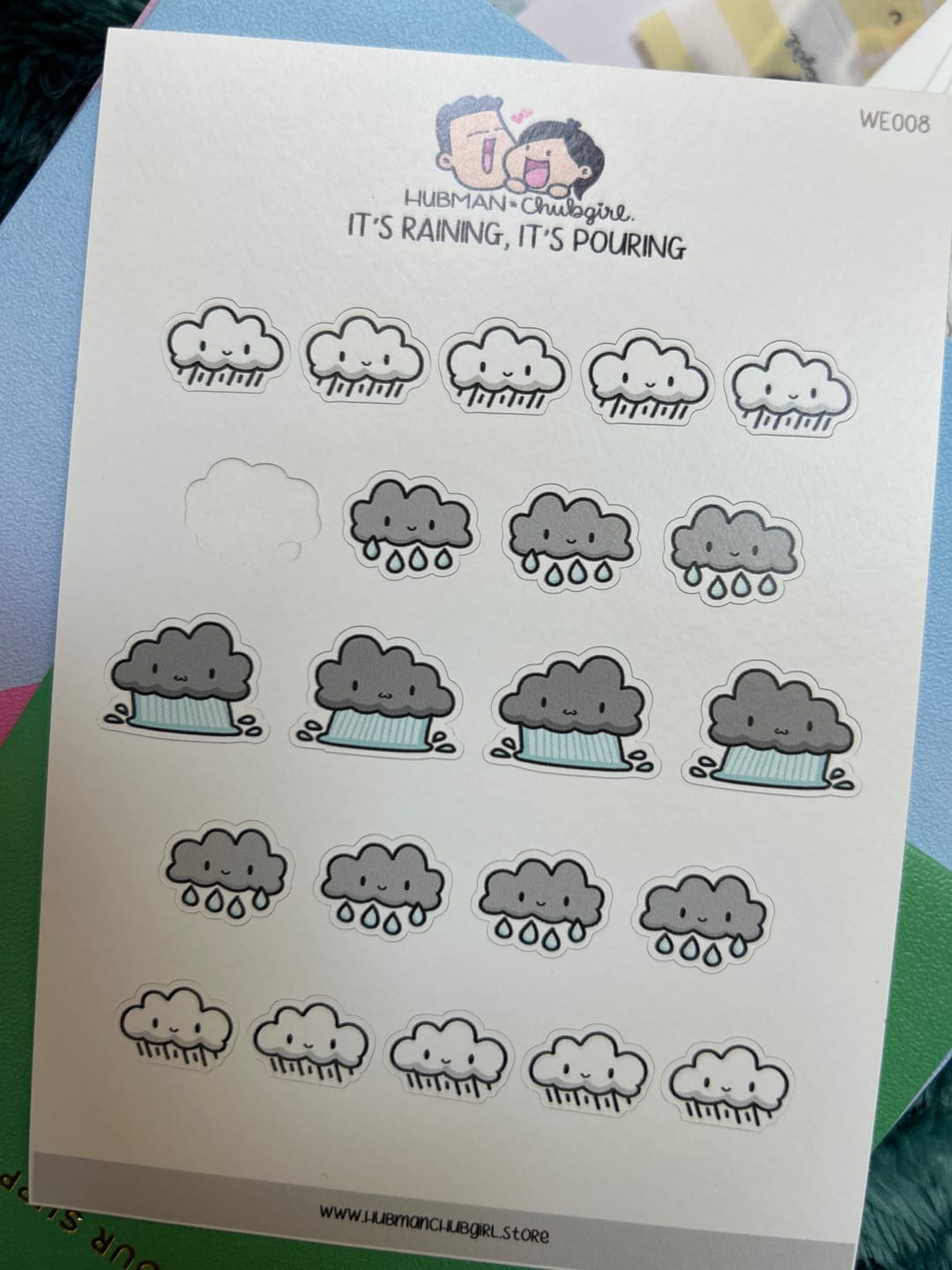 Customer photo review of It's Raining, It's Pouring Planner Stickers