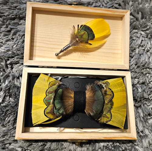 Customer photo review of The Neil- Feather Bow Tie