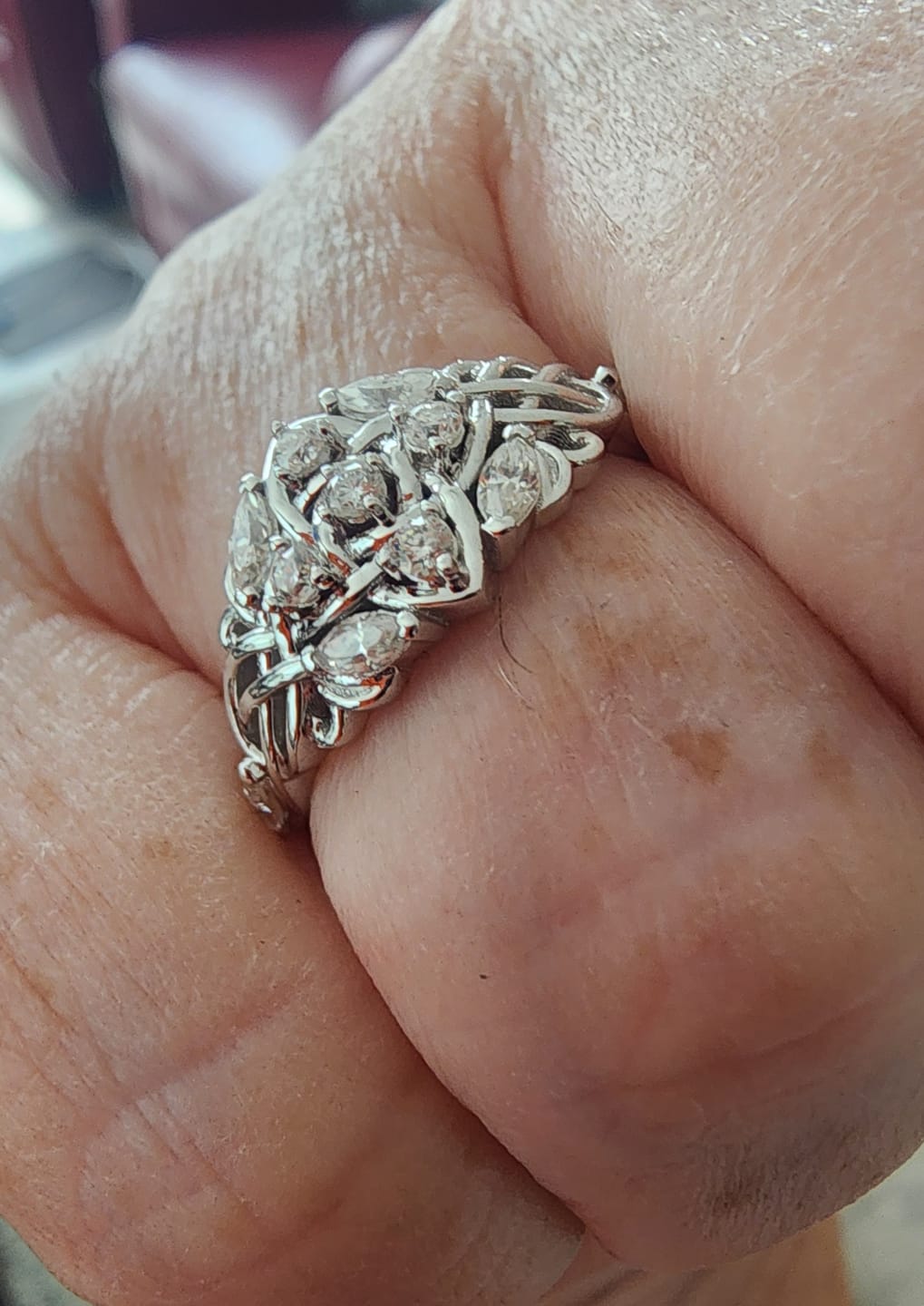 Customer photo review of Celtic Knot Moissanite Cluster Engagement Ring