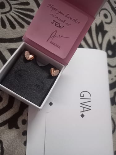 Customer photo review of Rose Gold Made for Each Other Stud Earrings