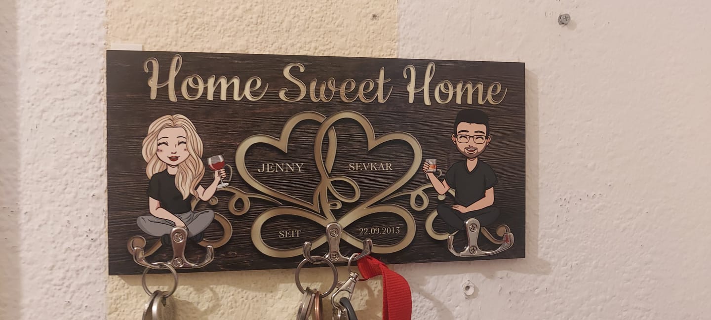 Customer photo review of Home sweet home - Paar-Schlüsselbrett
