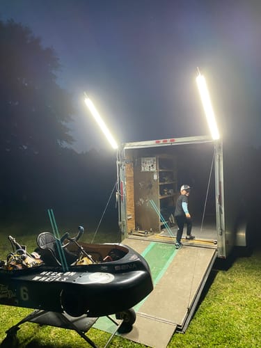 Customer photo review of Racing Trailer Pit Light – Dual 5 Foot Pole 20,000 Lumens