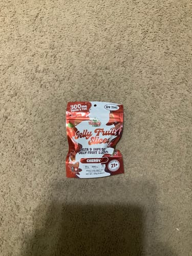 Customer photo review of Cherry Delta 9 THC Jelly Fruit Slices | 10-Count | 300mg |