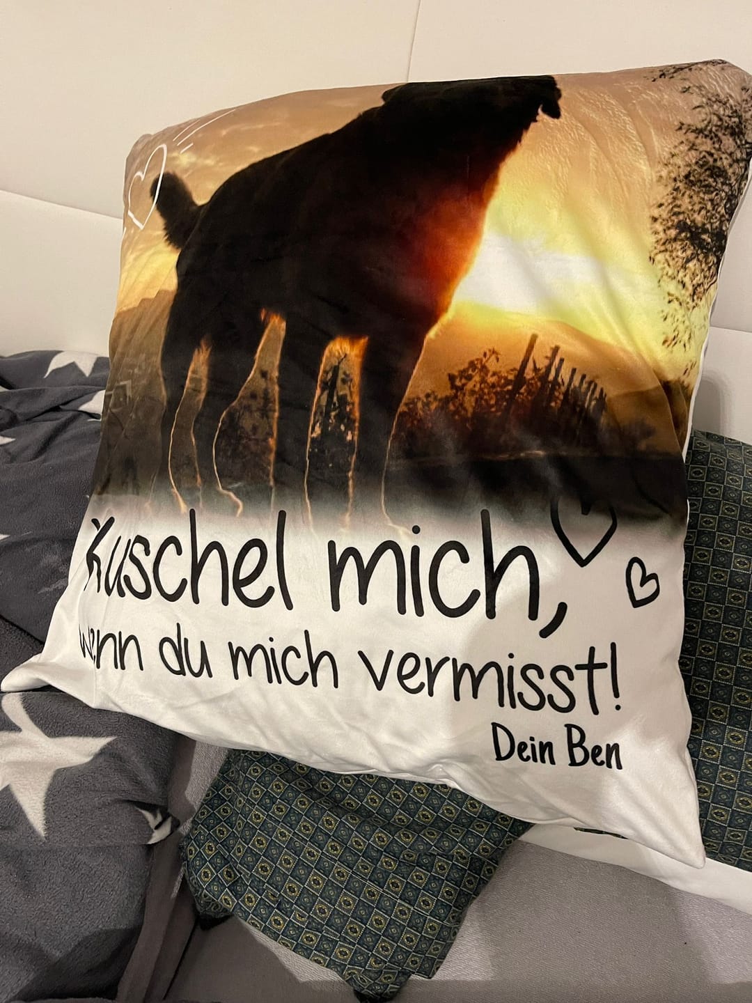Customer photo review of Kuschel mich, wenn du mich vermisst - Individuelles Kissen