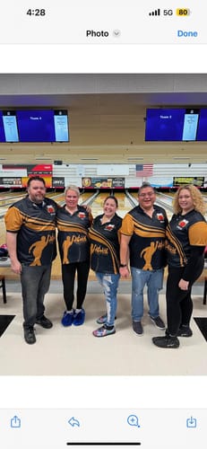 Customer photo review of Maxcorners Bowling Beer Lovers Vintage Bowler Customized Name And Team Name 3D Shirt