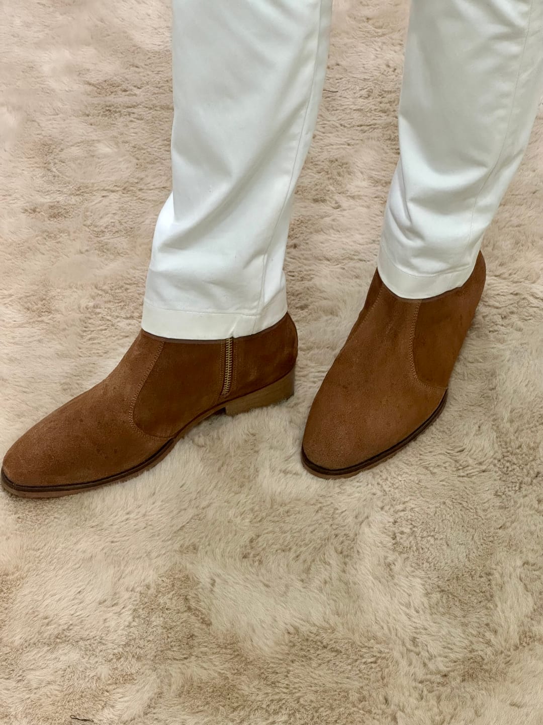 Customer photo review of Cuban Zipper Boots - Beige Suede