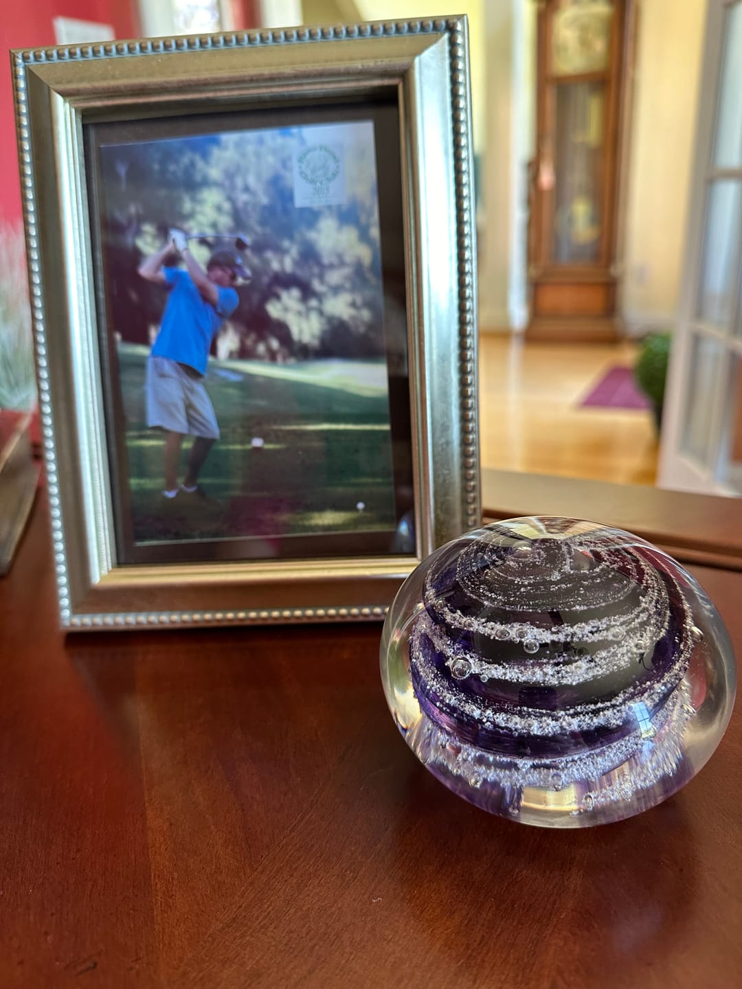 Customer photo review of Swirl Paperweight with Cremation Ash