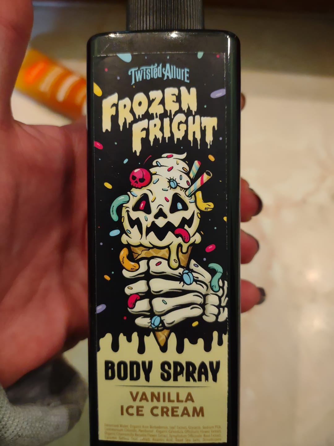 Customer photo review of Frozen Fright Body Spray