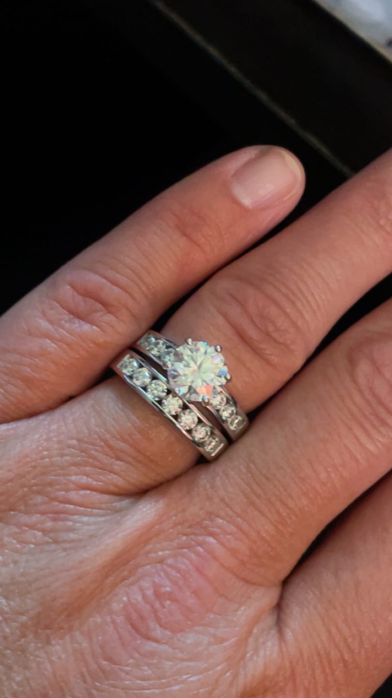 Customer photo review of Round Cut Moissanite Channel Set Engagement Ring
