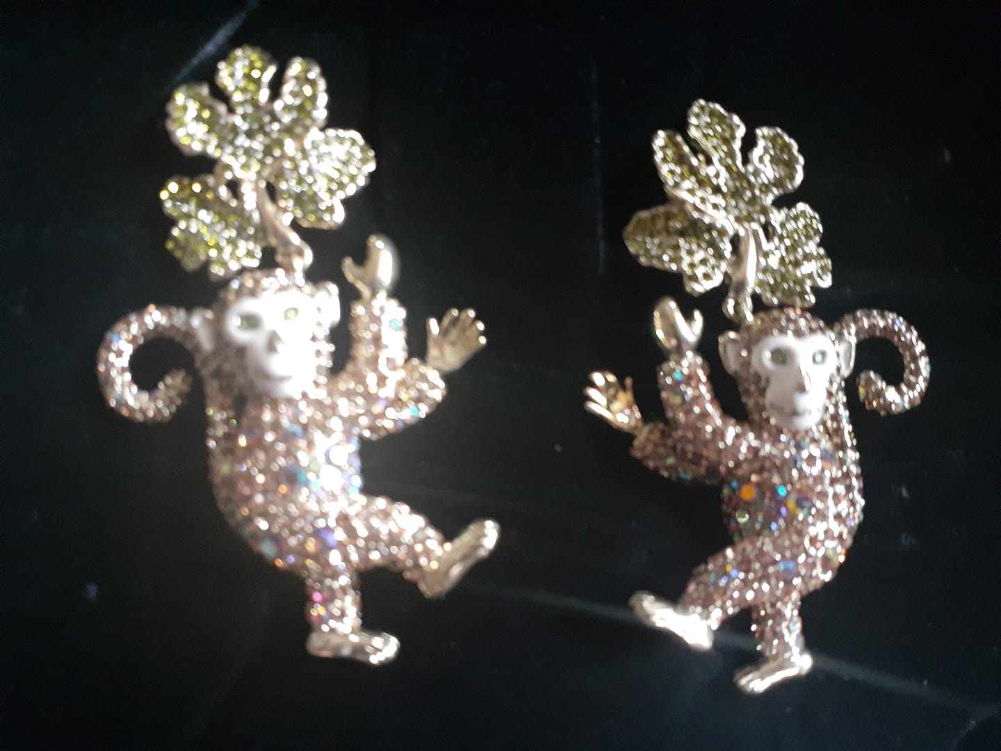 Customer photo review of Heidi Daus®"Monkey Mischief" Crystal & Enamel Monkey Dangle Earrings