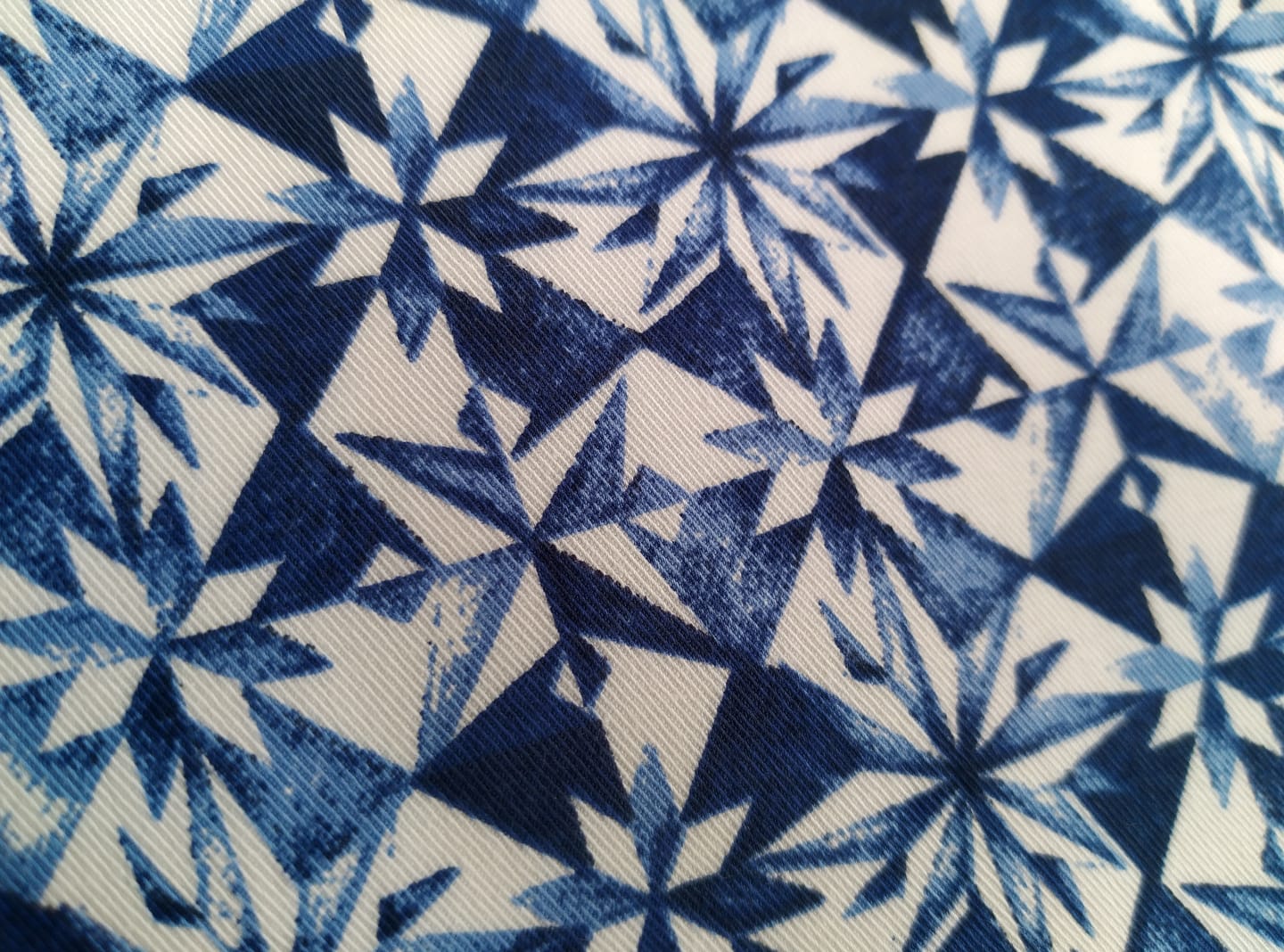 Customer photo review of Abstract Blue Tiles Cotton Sateen Fabric
