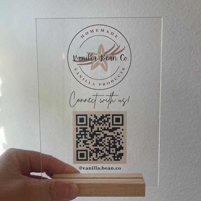 Customer photo review of Custom Acrylic Business Decoration Sign - Personalized QR Sign Shop Decor Business Social Media Sign Sign for Business Custom Acrylic Sign Acrylic Sign Logo Table Sign Social Media Sign Qr Code Signs