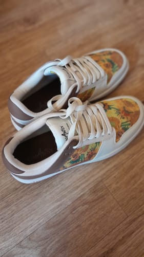 Customer photo review of Van Gogh Sunflowers inspired sneakers