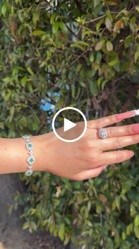 Customer video review of Alternating Halo Emerald And Four Leaf Bracelet In Sterling Silver