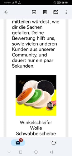 Customer photo review of Winkelschleifer Wolle Schwabbelscheibe