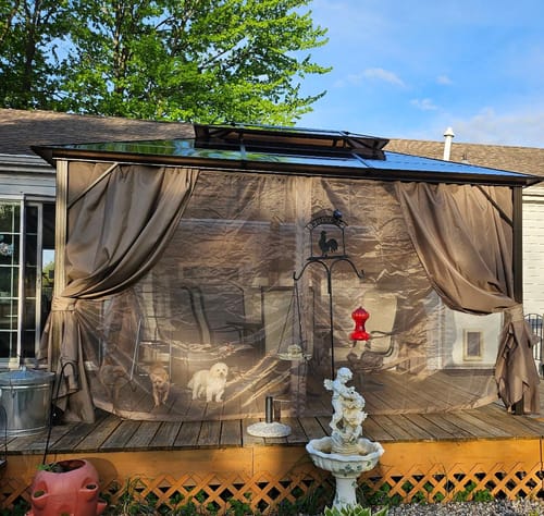 Customer photo review of EROMMY Patio Hardtop Gazebo 10x13ft Double-Roof Aluminum Gazebos w/ Netting & Curtains