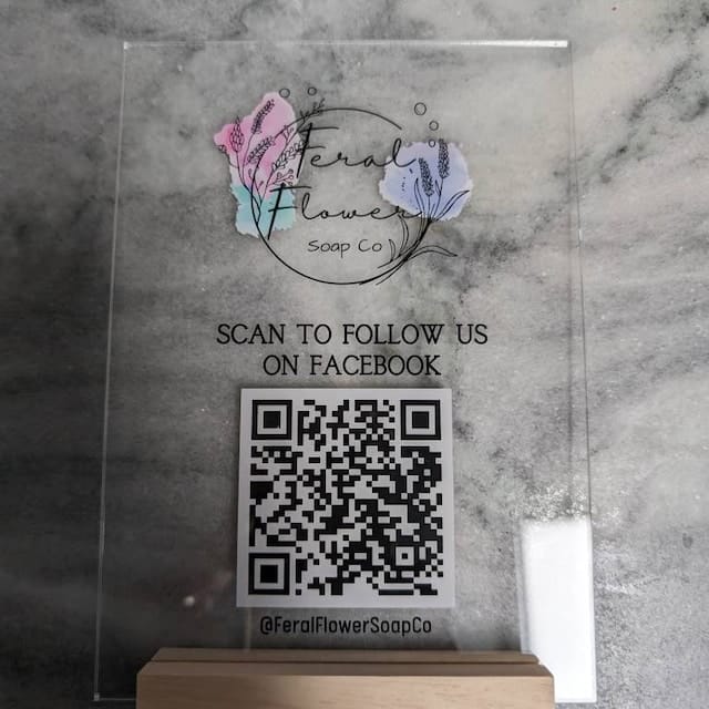 Customer photo review of Custom Acrylic Business Decoration Sign - Personalized QR Sign Shop Decor Business Social Media Sign Sign for Business Custom Acrylic Sign Acrylic Sign Logo Table Sign Social Media Sign Qr Code Signs