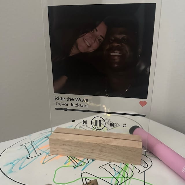 Customer photo review of NEXT DAY SHIP Custom Song Plaque Acrylic Plaque Couple Gift with Code and Text, Last minute gift, Couples Gift, Gifts for Wife and Husband