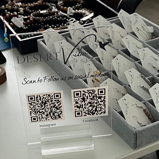 Customer photo review of Custom Acrylic Business Decoration Sign - Personalized QR Sign Shop Decor Business Social Media Sign Sign for Business Custom Acrylic Sign Acrylic Sign Logo Table Sign Social Media Sign Qr Code Signs