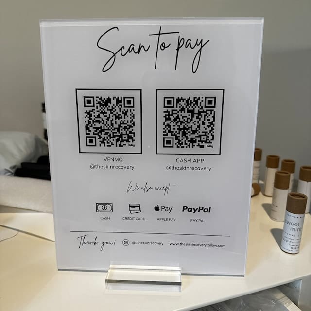 Customer photo review of Custom Acrylic Business Decoration Sign - Personalized QR Sign Shop Decor Business Social Media Sign Sign for Business Custom Acrylic Sign Acrylic Sign Logo Table Sign Social Media Sign Qr Code Signs