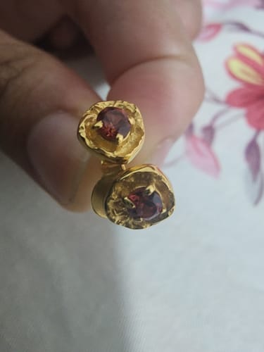 Customer photo review of January Birthstone Earrings (Garnet)